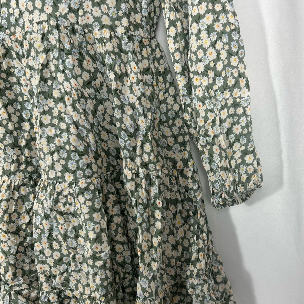 Zaful tiny flower V-neck long sleeve mini dress S - Picture 10 of 11